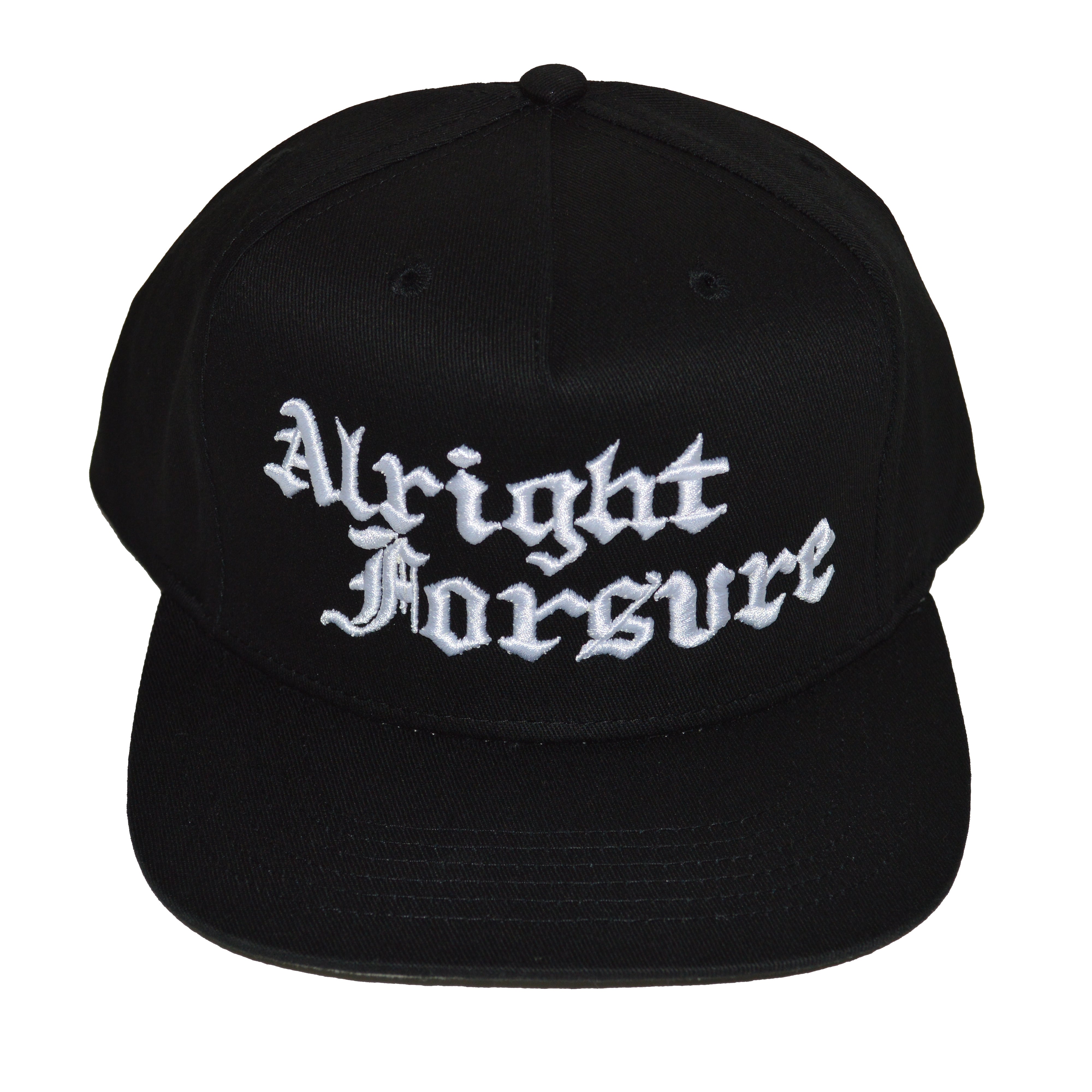 IGHT FSHO Alright Forsure Old English snapback black hat ie socal puff embroidery