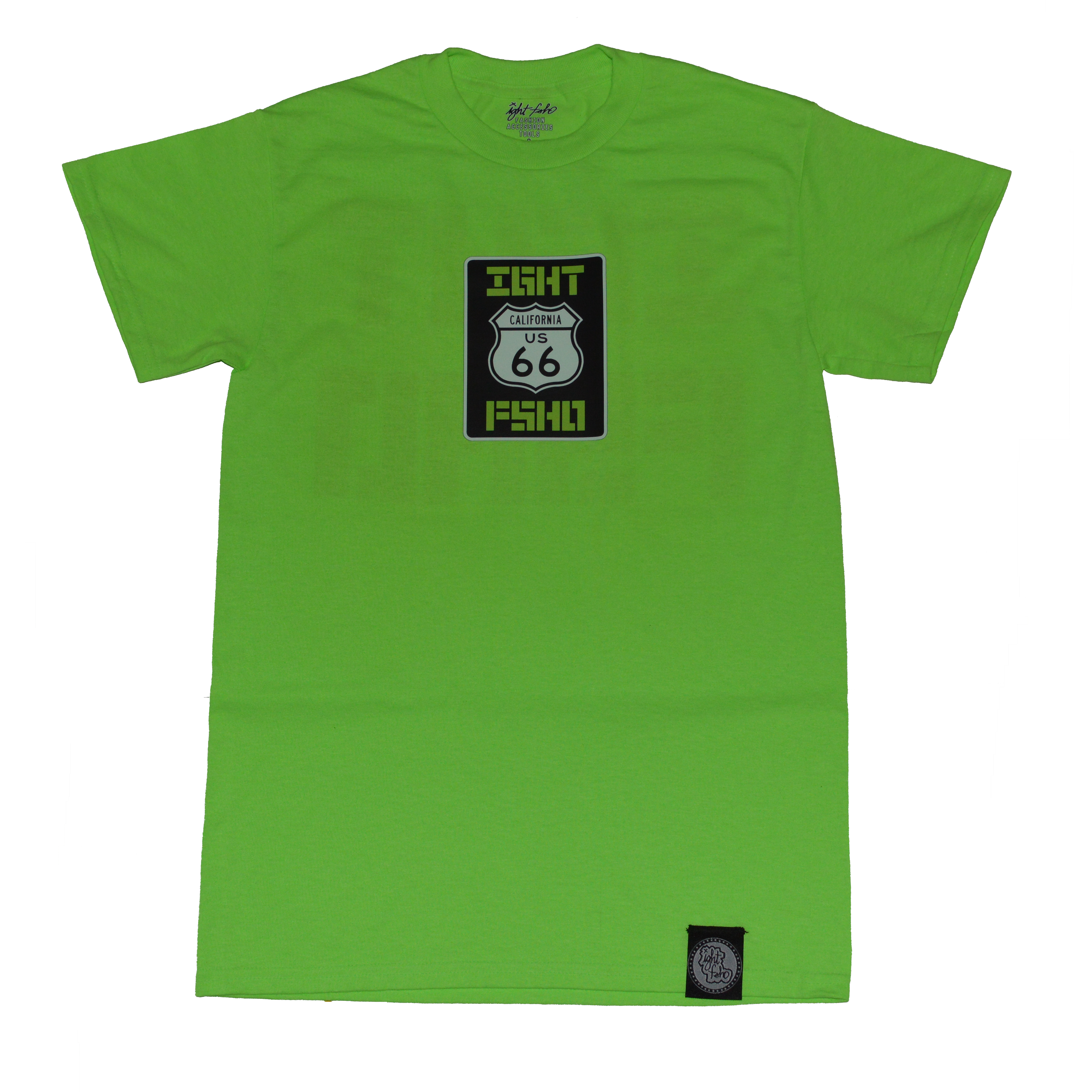 ight fsho route66 tshirt neon green street sign inland empire california foothill rancho cucamonga