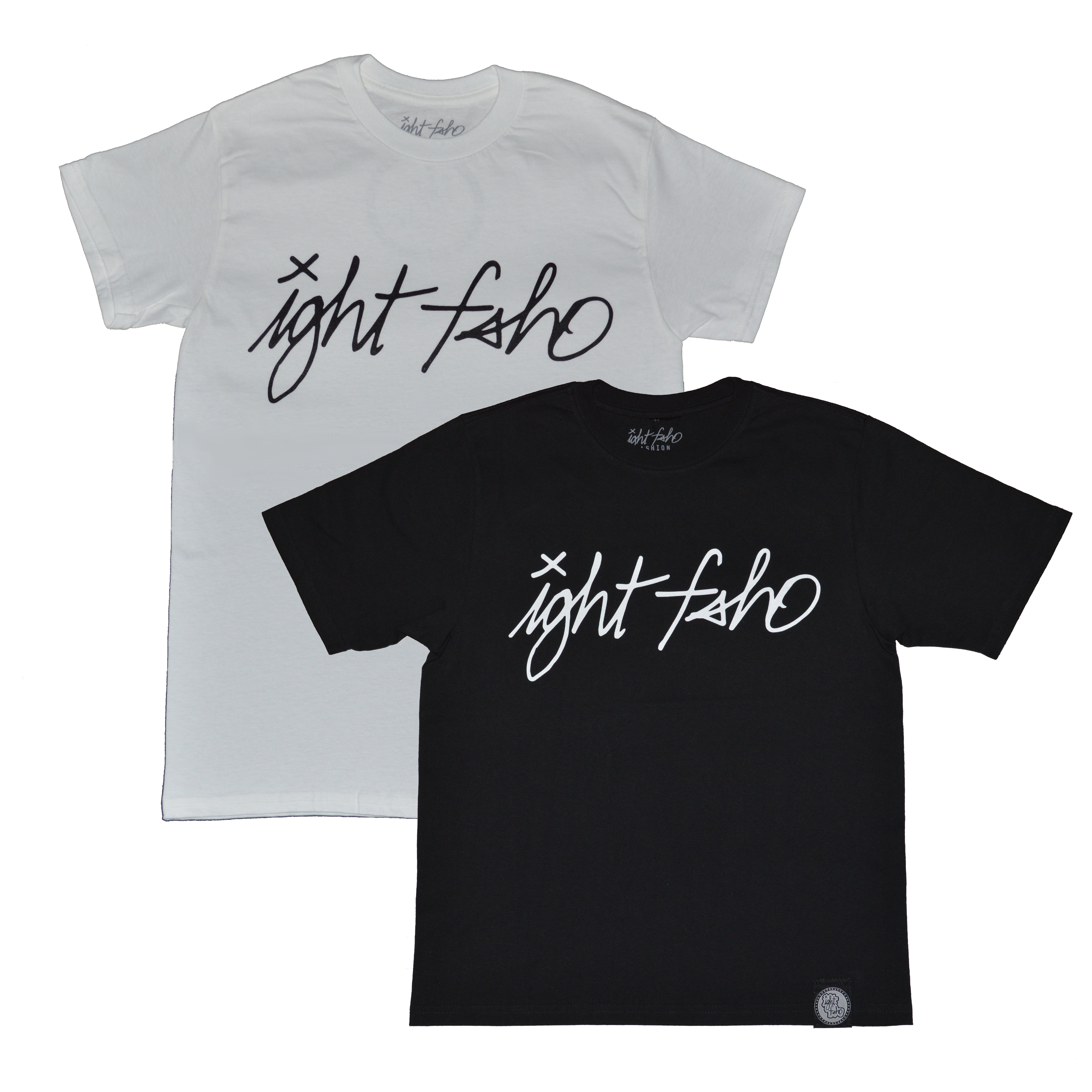 IGHT FSHO Script font black white tshirt inland empire California streetwear style ie ca