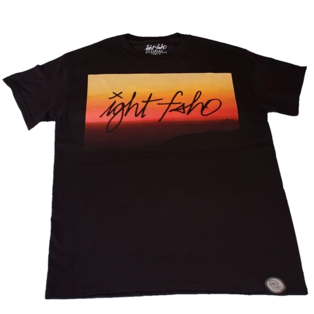 IGHT FSHO black tshirt Sunset view Mt. Baldy to DTLA dtg print socal IE CA